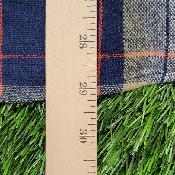 Vintage 90s Shadow Plaid Button Shirt Medium 21x29 Blue Yellow - Picture 11 of 11